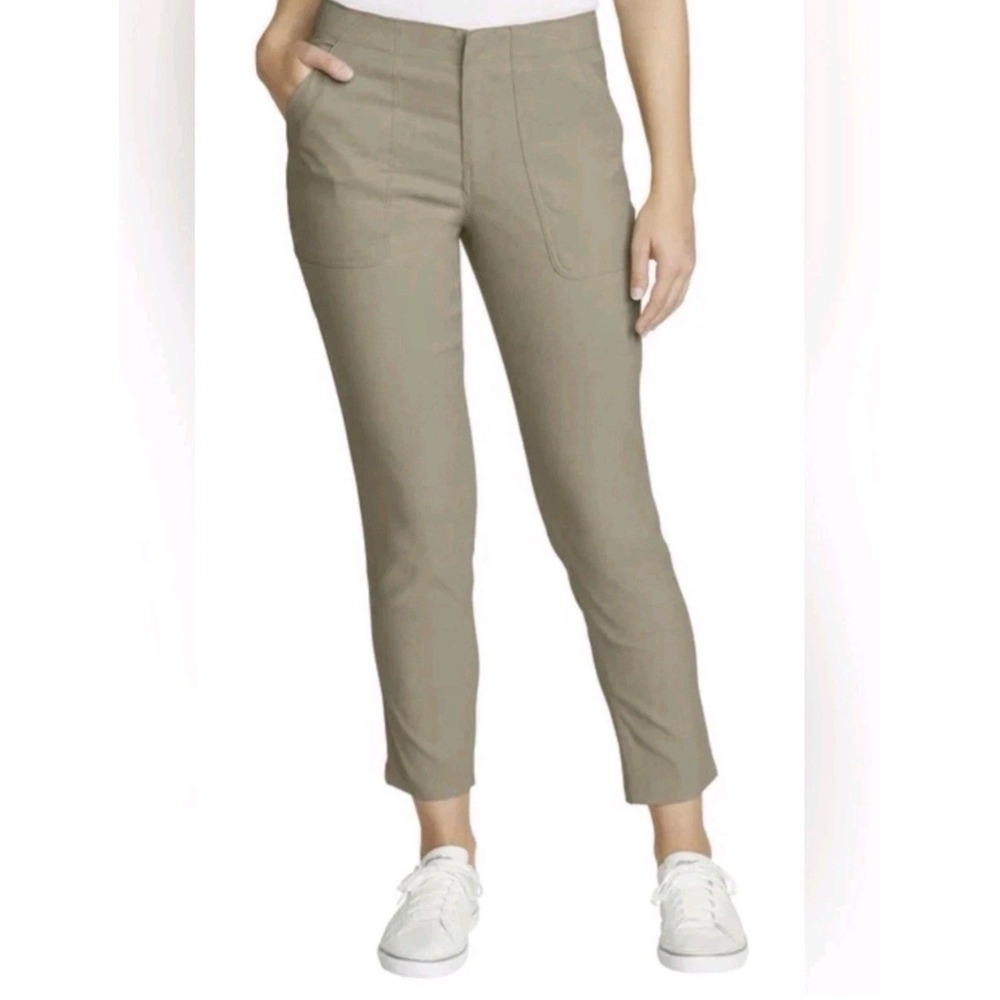 Eddie Bauer Horizon Straight Ankle Pants Womens 16 Tan Khaki Hiking Outdoor